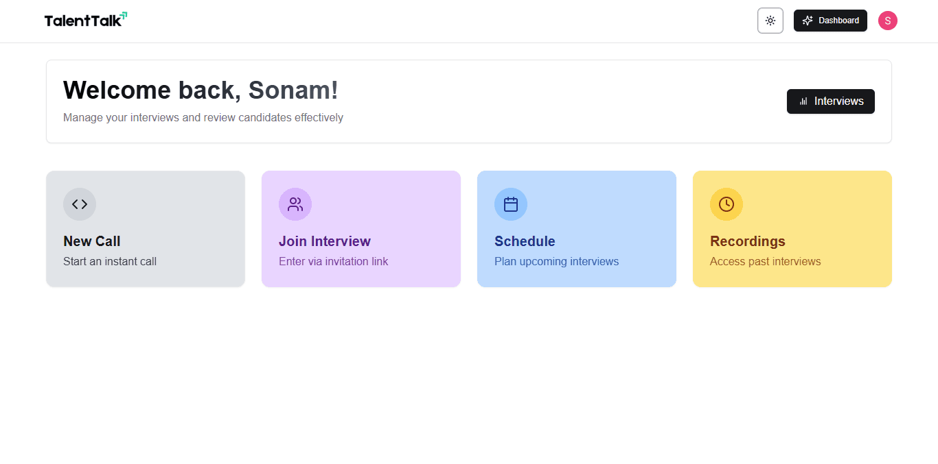 Talent Talk Platform Interface